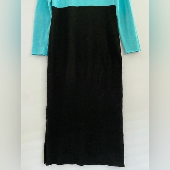 Sag Harbor Mockneck Sweater Dress Color-block Aqua Black Medium - Picture 4 of 12